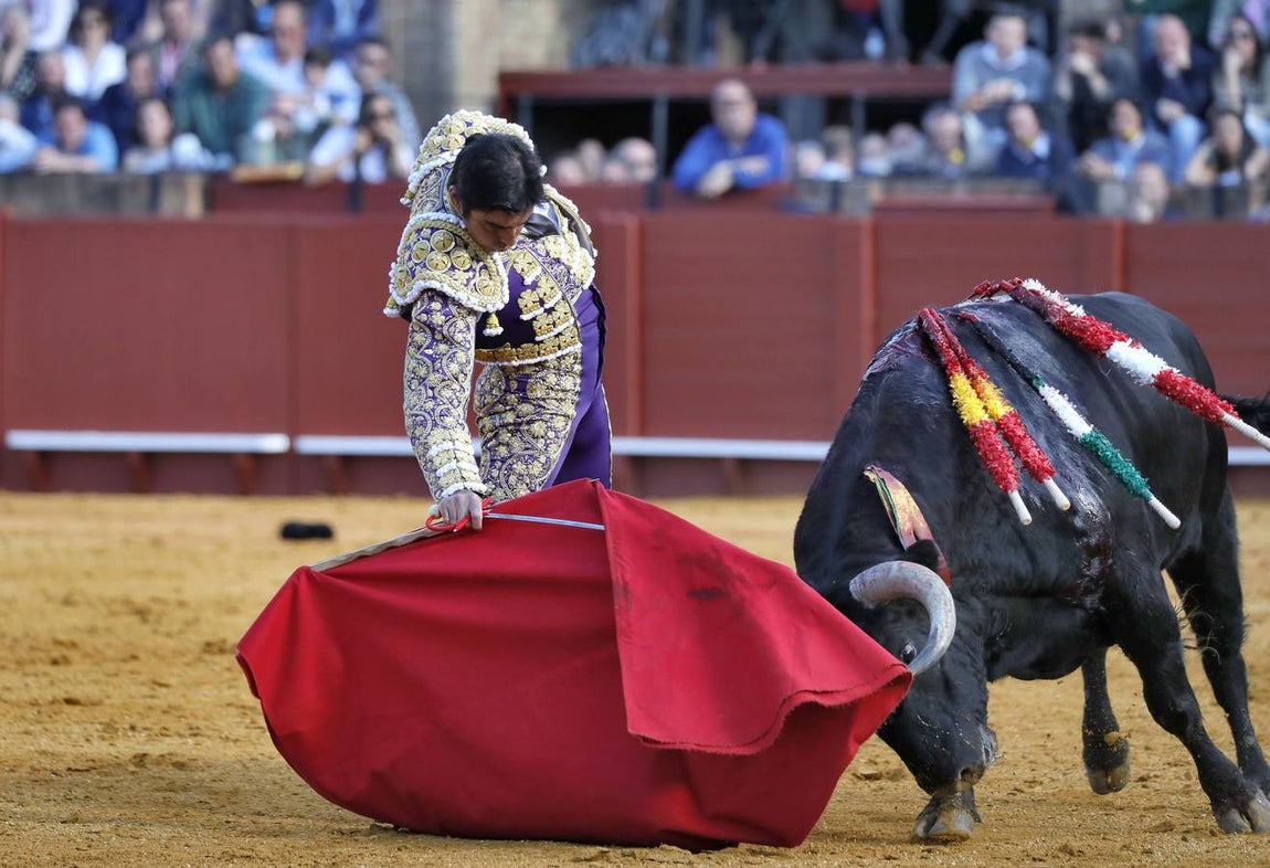 Corrida de toros de El Fandi, Perera y Luque en la plaza de toros de Sevilla en 2022. J.M. SERRANO