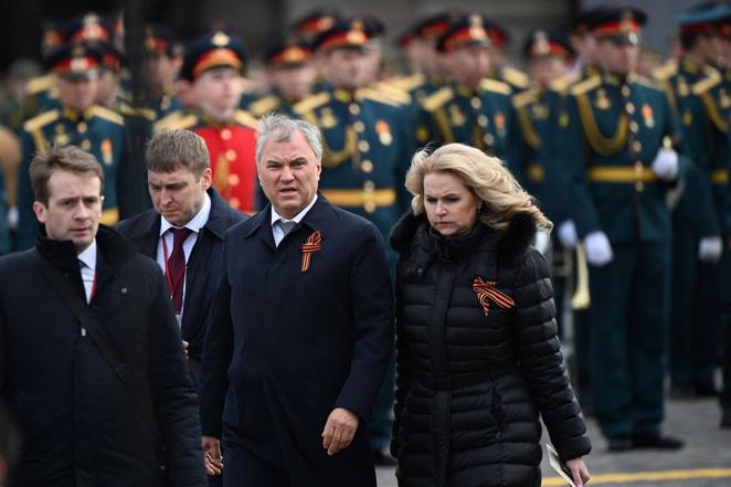 La viceprimera ministra de Rusia, Tatiana Golikova, y el presidente de la Duma estatal, Vyacheslav Volodin, en Moscú. 