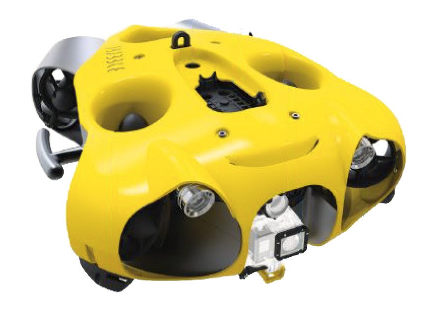 Un dron submarino: iBubble EVO de Zoomare Hecho. Los aficionados al snorkel o el buceo, pasarán al siguiente nivel con este dron submarino, autónomo y sin cables. El iBubble EVO de Zoomare está fabricado con materiales de alta calidad y tecnología patentada, un modelo capaz de sumergirse hasta 60 metros de profundidad ofreciendo una experiencia de buceo nueva y sorprendente. Su control remoto intuitivo permite elegir entre una gama de 7 escenarios de filmación y su tecnología de sonar de 360 grados le permite evitar obstáculos automáticamente. Además, está equipado con dos luces gran angular de 1000 lúmenes cada una para mayor visibilidad. Alzanza una velocidad máxima de 1,5 m/s y brinda una autonomía de 1,5 horas.  Precio: 2.999 euros