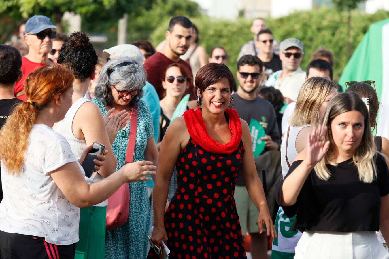 Teresa Rodríguez, de Adelante Andalucía, cerrando la campaña en Sevilla. MANUEL GÓMEZ