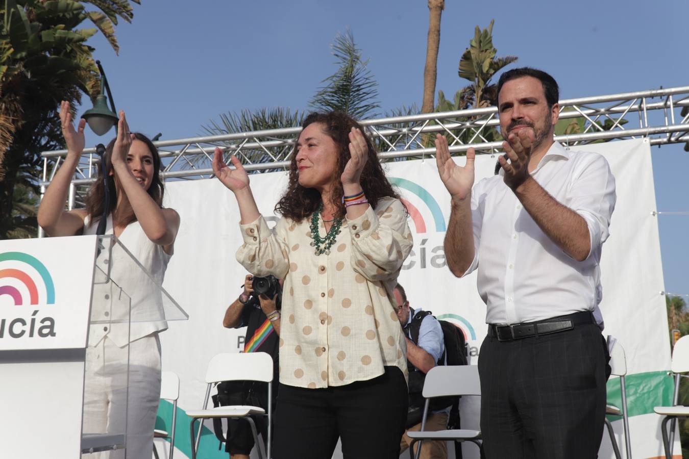 Cierre de campaña de Inma Nieto, candidata de Por Andalucía, junto a Irene Montero y Alberto Garzón. EP