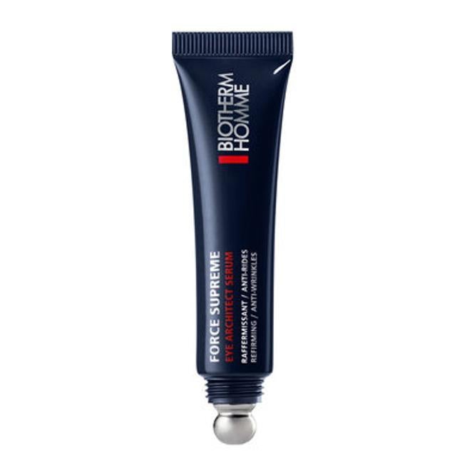 Contorno de ojos Force Supreme Eye Architect Serum de Biotherm Homme (62 €). El contorno de ojos para hombres que ayuda a reducir las arrugas, suaviza las bolsas y atenúa las ojeras. Tras su aplicación, la mirada recupera toda su iluminación y vitalidad y se reafirma.