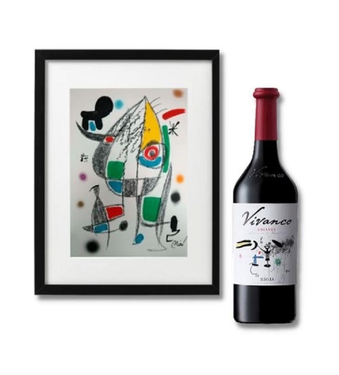 Vivanco &amp; Miró, arte y vino. La plataforma RedCollectors.com y Bodegas Vivanco presentan para esta Navidad una exclusiva edición limitada que fusiona arte y vino. Diferentes obras gráficas originales de Joan Miró acompañarán uno de los vinos más emblemáticos de Bodegas Vivanco, el crianza, cuya etiqueta reproduce la obra del artista. Cada uno de los packs de esta edición limitada está compuesta por una litografía original firmada en la plancha de Joan Miró a la que le acompañará el vino crianza de Bodegas Vivanco cuya etiqueta reproduce la obra 'Le troubador' (1974).  El cuadro de esta etiqueta forma parte de la colección de la Fundación Vivanco, una pintura llena de matices, con una imagen explícita de un sacacorchos que refleja el carácter de este crianza. Pack Obra gráfica Joan Miró + Vivanco Crianza: 750€