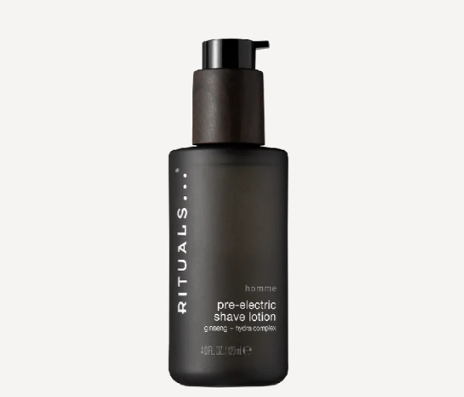 Pre-Electric Shave Lotion de Rituals Homme. Pre-Electric Shave Lotion de Rituals Homme, una loción con ginseng y un complejo hidratante que desengrasa y ablanda el pelo para un mejor deslizamiento de la afeitadora. 16,90 €