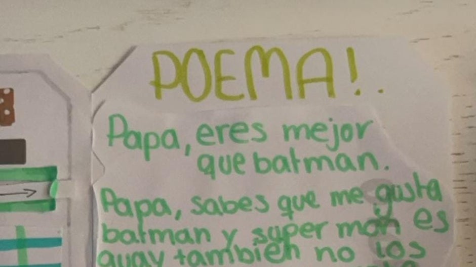 El emotivo poema a Joaquín: «Papá, eres mejor que Batman»