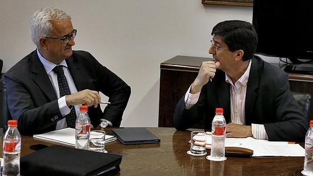 Manuel Jiménez Barrios, vicepresidente de la Junta, y Juan Marín, líder de Ciudadanos