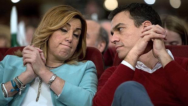 Pedro Sánchez y Susana Díaz, en un acto electoral en Torremolinos