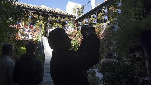 Un hombre fotografía un patio estas Navidades