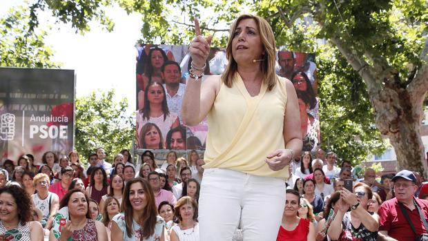 Susana Díaz, durante el acto de campaña en Vélez-Málaga