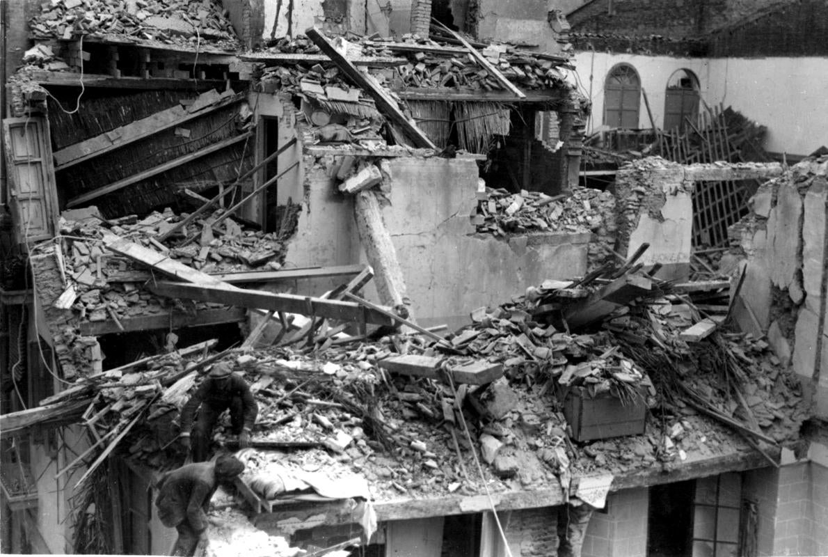 Casa bombardeada durante la Guerra Civil