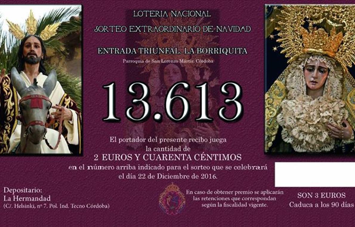 Lotería de Navidad de la hermandad de la Entrada Triunfal