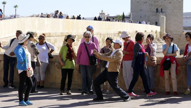 Turistas japoneses en el entorno de la Mezquita-Catedral