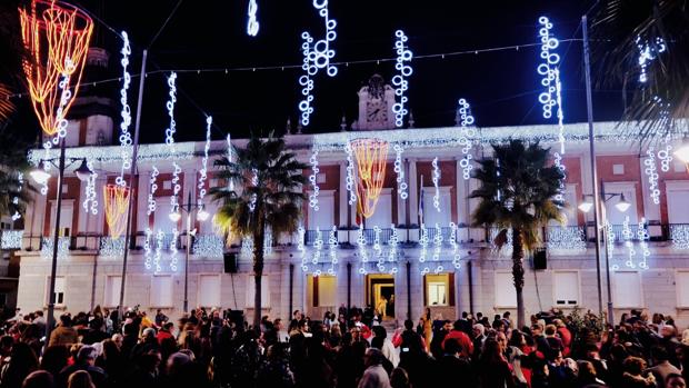 Navidad desde la Plaza de la Constitución en Huelva