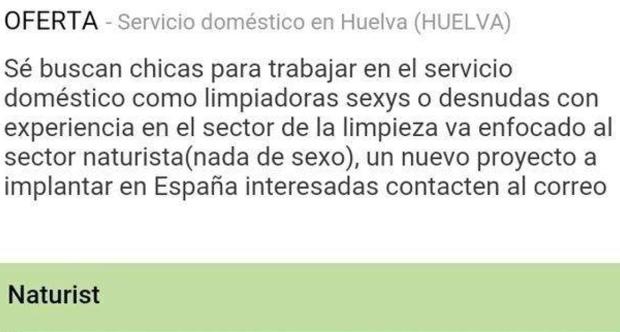 La oferta para trabajar en el servicio doméstico