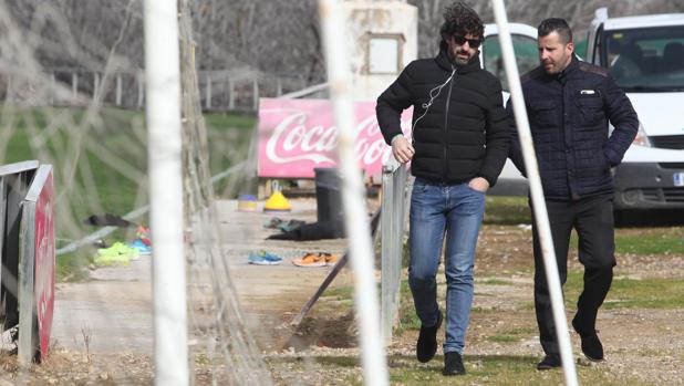 Emilio Vega y Keke Durán, el martes en el entrenamiento del Córdoba CF