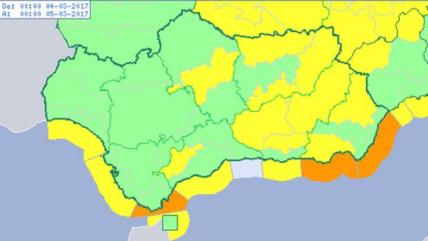 La Aemet pronostica un sábado complicado en Andalucía, especialmente en el litoral andaluz