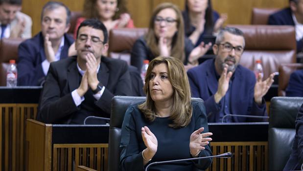 Susana Díaz, en el pleno del Parlamento de Andalucía, este miércoles