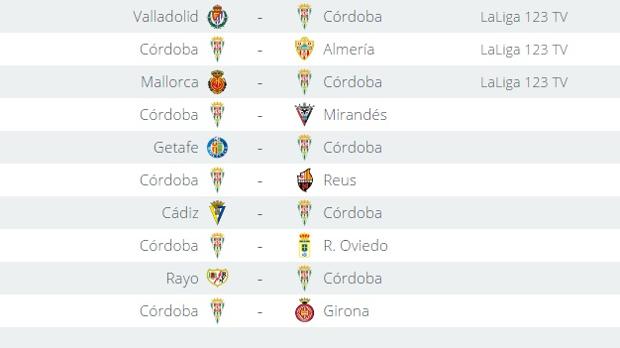 Imagen del calendario que le queda al Córdoba CF hasta el final de temporada