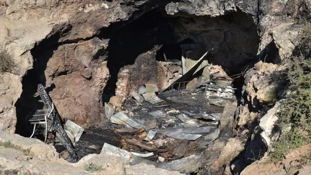 La cueva donde se produjo el incendio