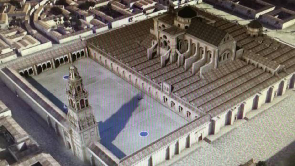 Captura del vídeo que reproduce en 3D las distintas fases de la construcción de la Mezquita-Catedral