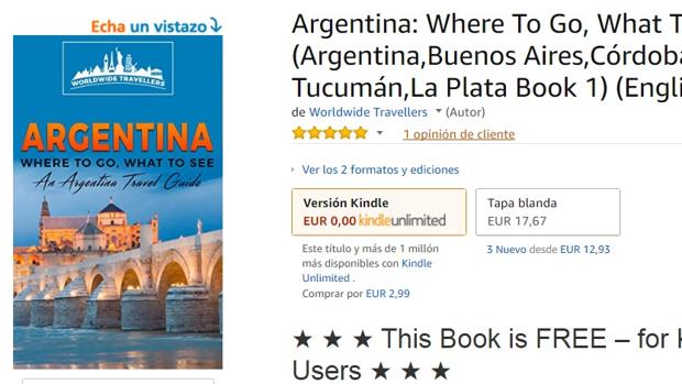 Promoción del viaje que oferta Amazon con un error en la portada