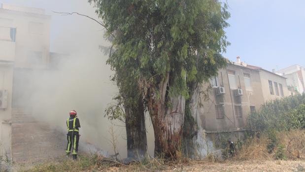 Un incendio en un solar alarma a los vecinos de Baena