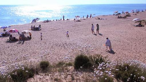 Bañistas en la playa Urbana de Punta Umbría (Huelva)