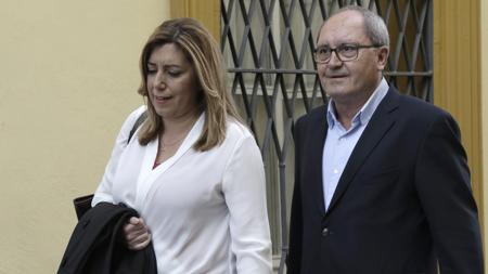 La líder del PSOE-A, Susana Díaz, junto a su número dos, Juan Cornejo