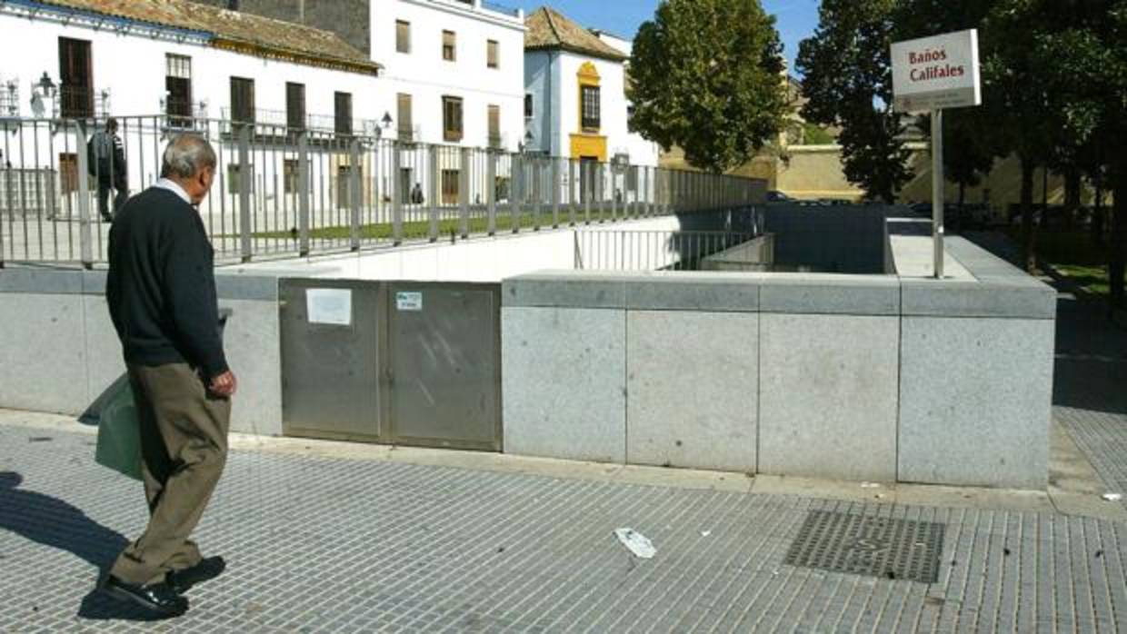 Los Baños Califales, con el muro del solar de la Biblioteca del Estado al fondo