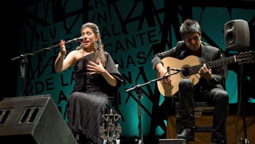 La cantaora María José Pérez, en una actuación en el Festival del Cante de las Minas