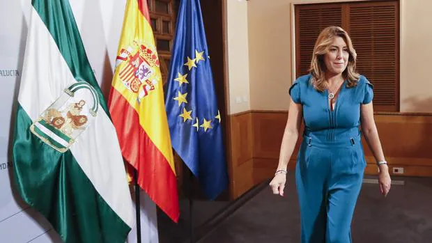 Susana Díaz, a su llegada a la rueda de prensa posterior al Consejo de Gobierno