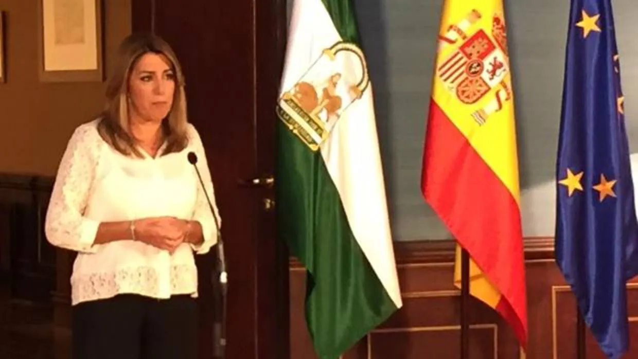 Susana Díaz, en la rueda de prensa posterior al acuerdo para los presupuestos