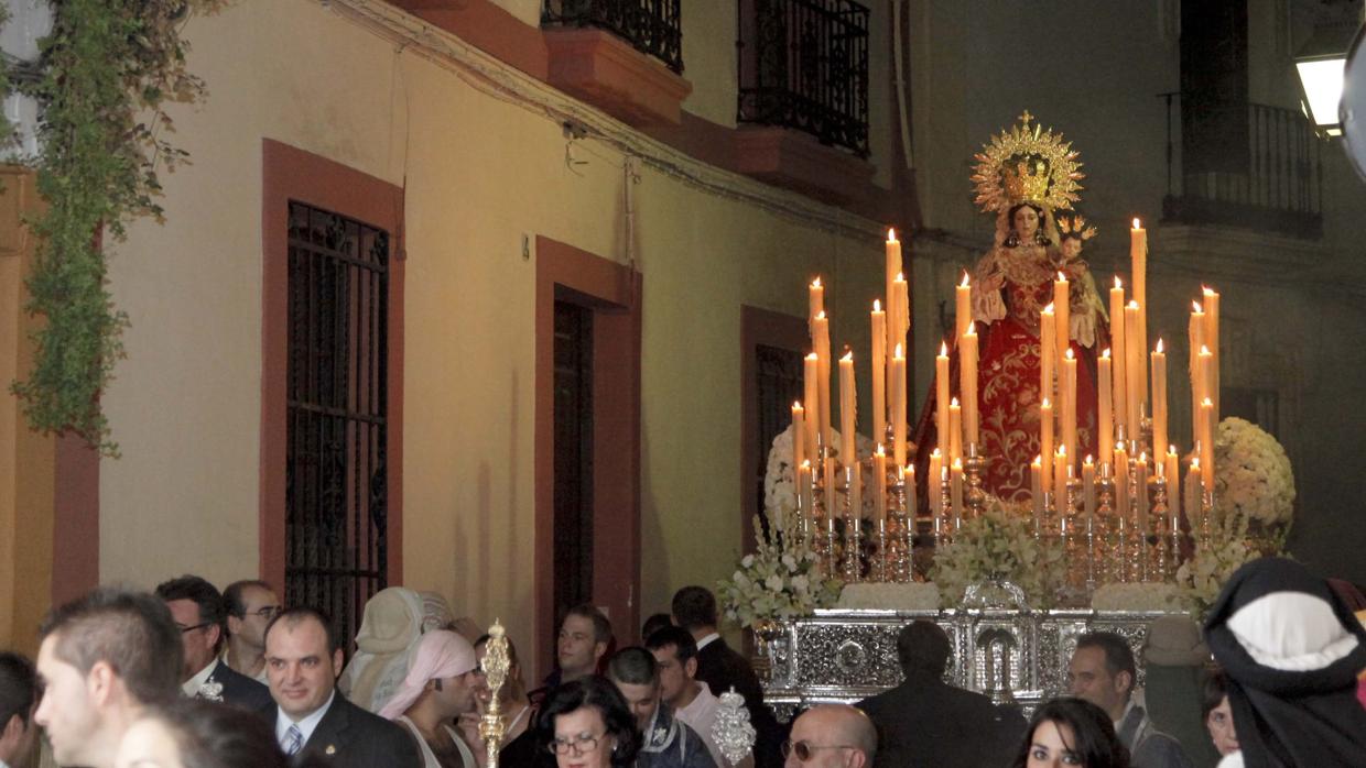 La Virgen de la Victoria, durante su última procesión