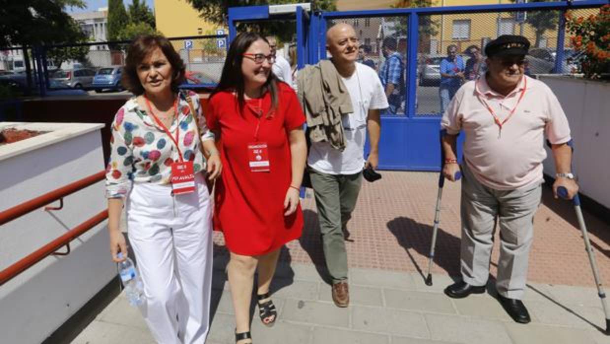 Roldán, junto a Carmen Calvo durante la presentación de su candidatura a principios de septiembre