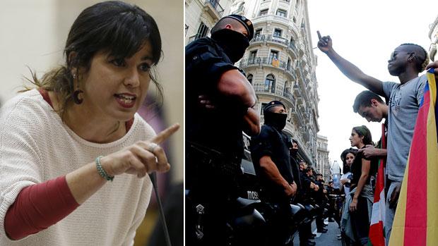 Teresa Rodríguez culpa a Rajoy y al Constitucional del acoso de los indepentistas a la Policía y la Guardia Civil