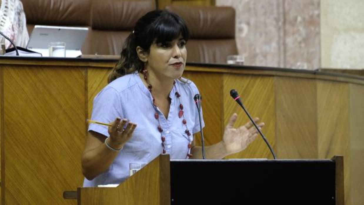 Teresa Rodríguez en su intervención en el Parlamento