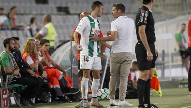 Sergi Guardiola, en el momento del cambio ante el Nástic