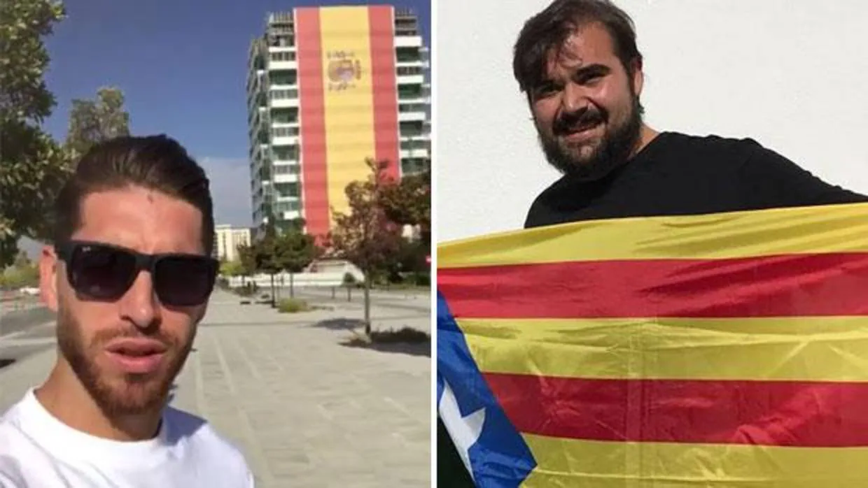 El posado de Sergio Ramos junto a una bandera de España ha sido criticado duramente por Óscar Reina, del SAT