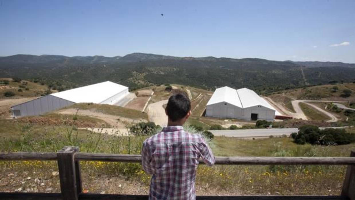 Vista de las dos naves de almacenamiento de reisiduos de muy baja intensidad en El Cabril