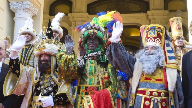Los Reyes Magos de una Cabalgata anterior en Málaga
