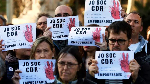 Protesta en favor de los comités de defensa de la República en Cataluña