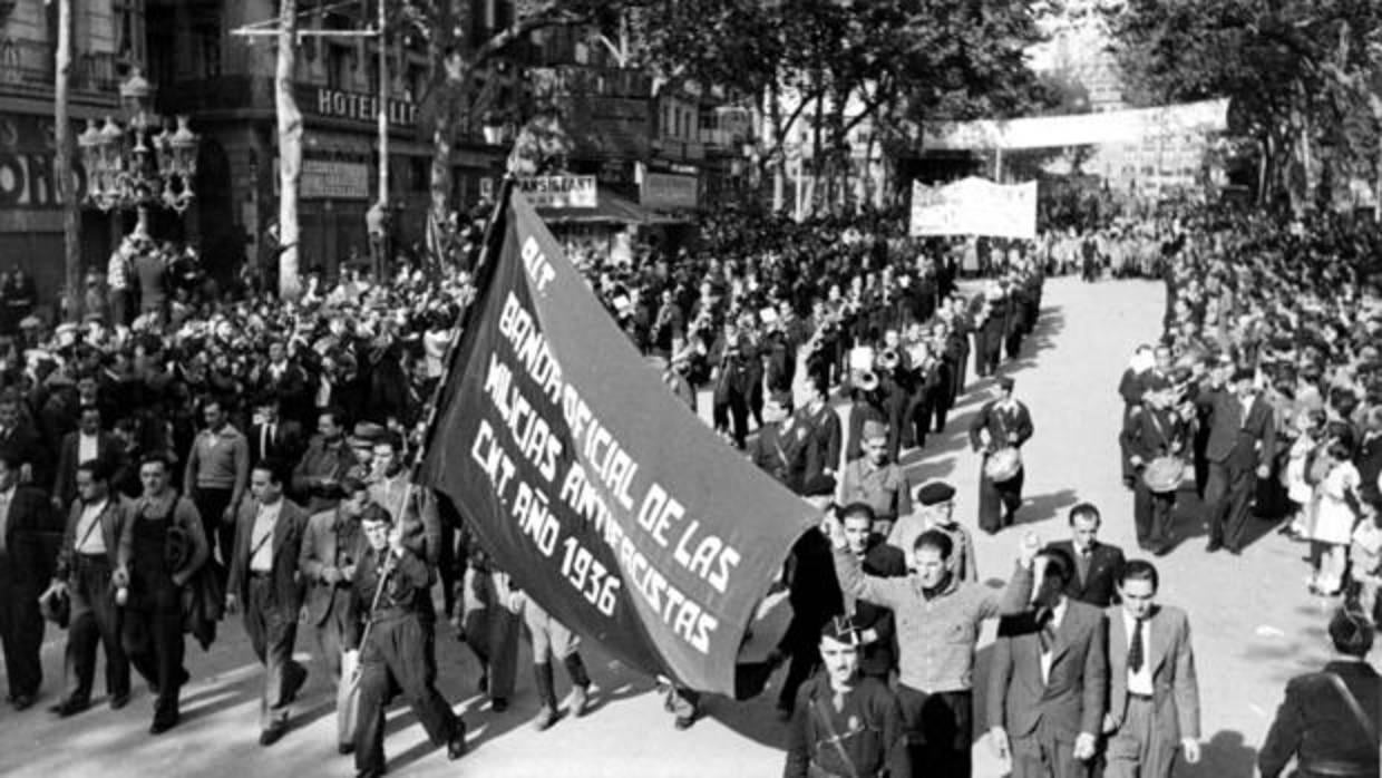 Manifestación anarquista durante la Guerra