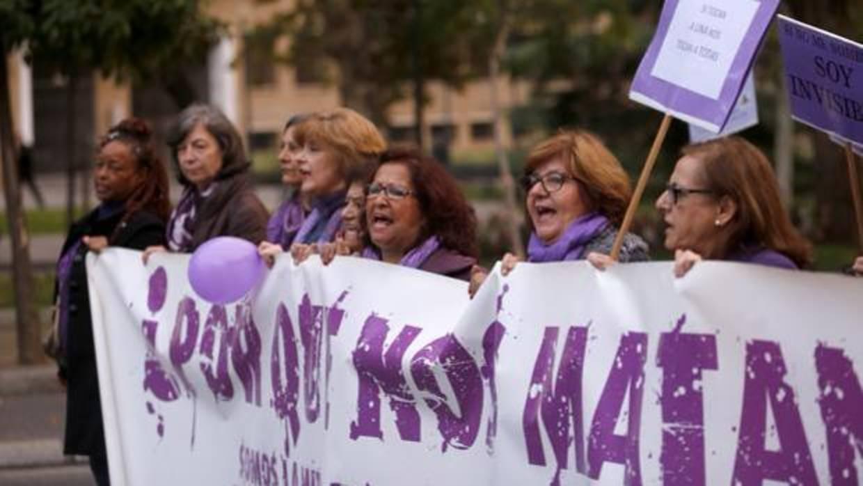 Mujeres durante una manifestación contra la violencia machista.