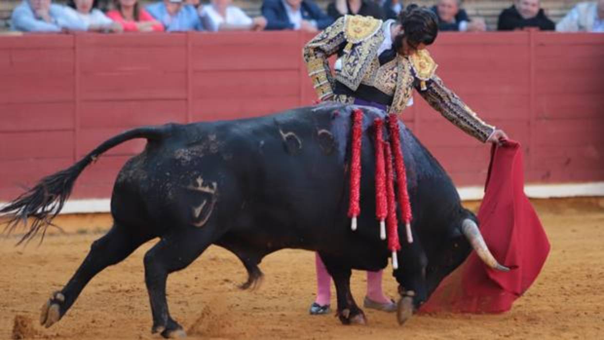 Morante de la Puebla torea al natural al segundo toro de su lote en la Feria de Córdoba 2018