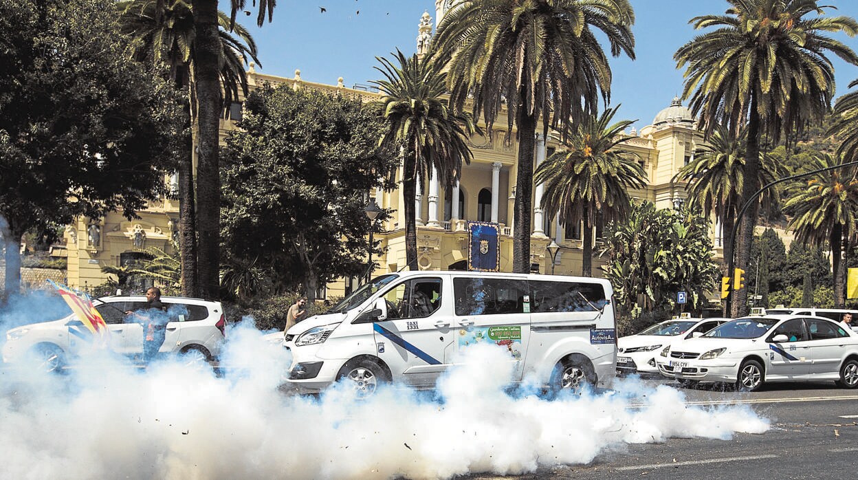 Huelga de taxistas el verano pasado en Málaga