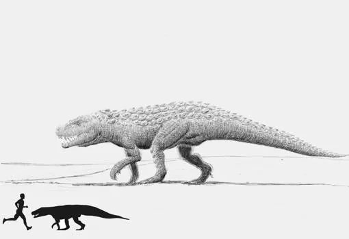 El placodontoy (en la otra página arriba) y el arcosaurioie, junto a estas líneas
