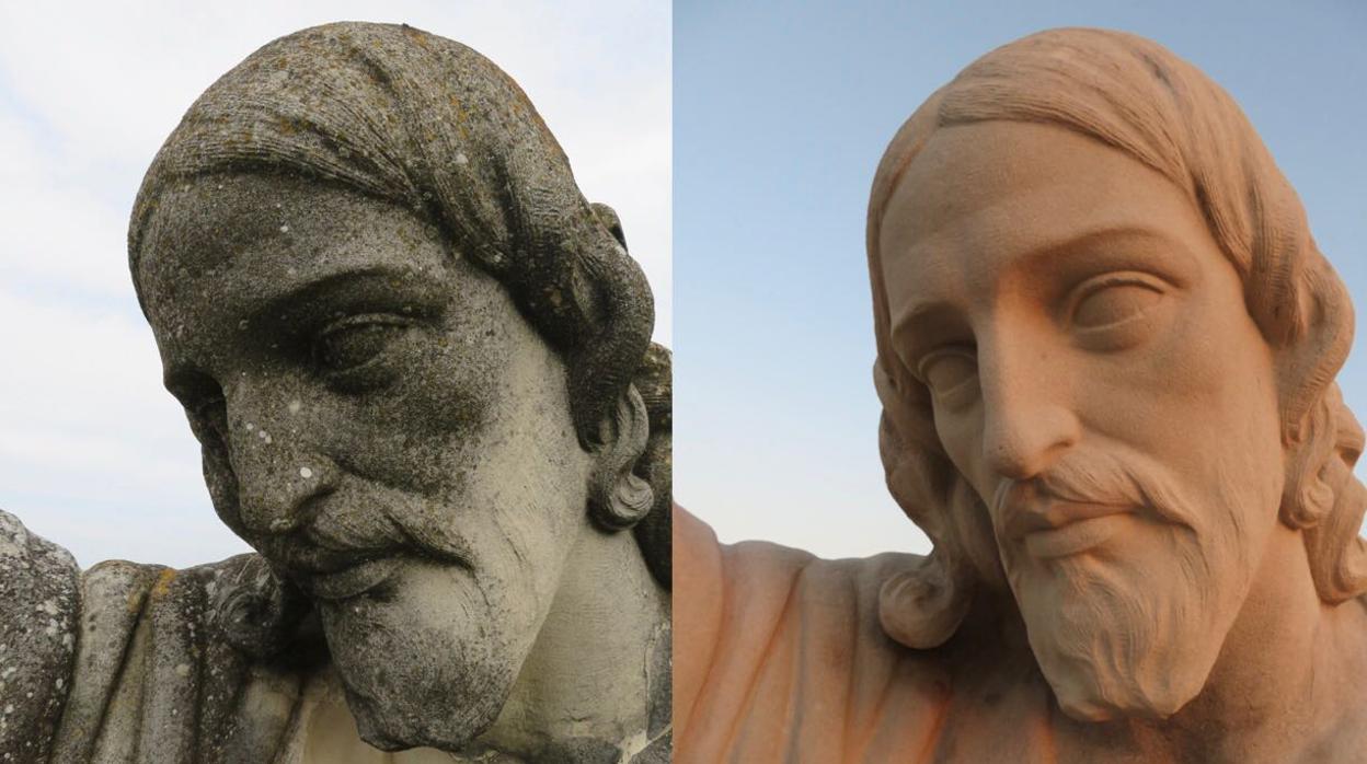 El antes y el después del monumento tras los trabajos