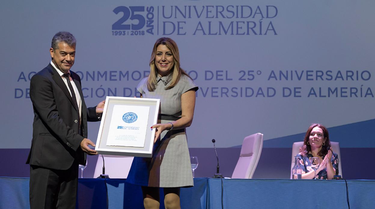 La presidenta de la Junta, Susana Díaz, en el acto del Aniversario de la Universidad de Almería.