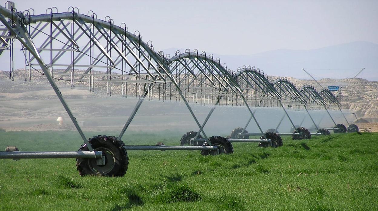 Un sistema de regadío en el campo