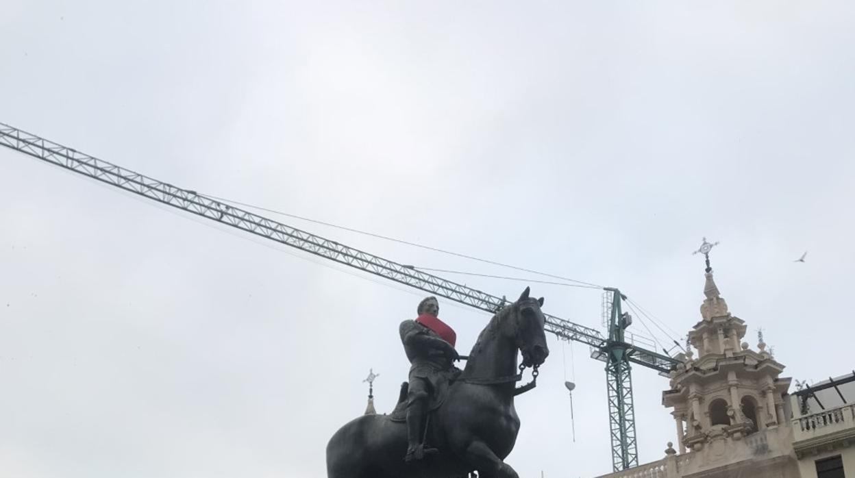 La estauta del Gran Capitán, en una fotografía tomada el 2 de julio